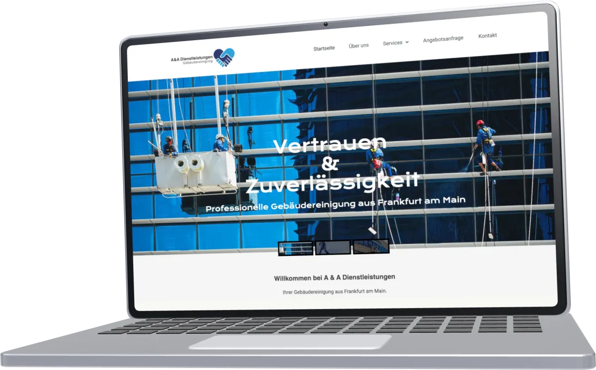 A&A Dienstleistungen: Website von Mavilab auf dem Notebook